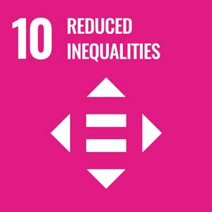 Symbol of Goal 10 Reduced Inequalities of the SDG2030 with pink background