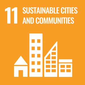 Symbol of Goal 11 Sustainable Cities And Communities of the SDG2030 with orange background